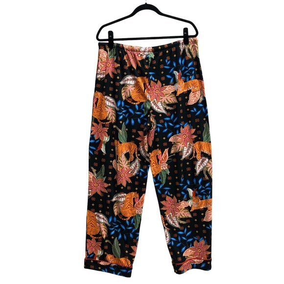 Room Service Pajama Bottoms, Size XXL, Tigers Flowers Colorful Soft Drawstring - Picture 6 of 11